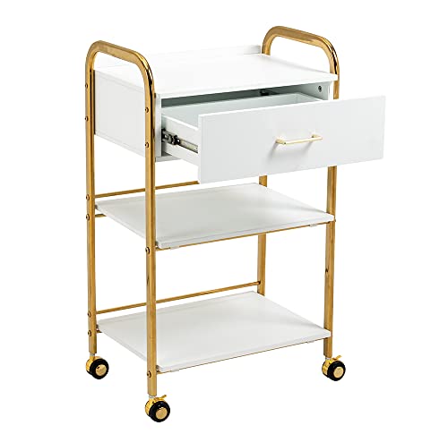 Generic HomelyD Sturdy Golden 3 Tier Rolling Cart with Drawer