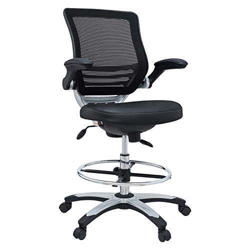 Modway Edge Drafting Chair - Reception Desk Chair - Flip-Up Arm Drafting Chair in Black