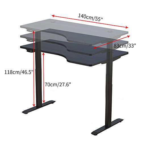 Master Massage L-shaped Electric Height Adjustable Right Handed Standing Desk for Home Office Workstation, white top+ white frame, right handed 55''x33''