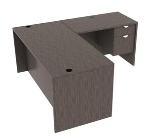 Generic L Shape Office Desk with Hanging Pedestal in Artisan Gray