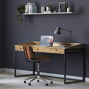 SIMPLIHOME Ralston SOLID WOOD and Metal Modern Industrial 60 inch Wide Home Office Desk, Writing Table, Workstation, Study Table Furniture in Distressed Golden Wheat with 2 Drawerss
