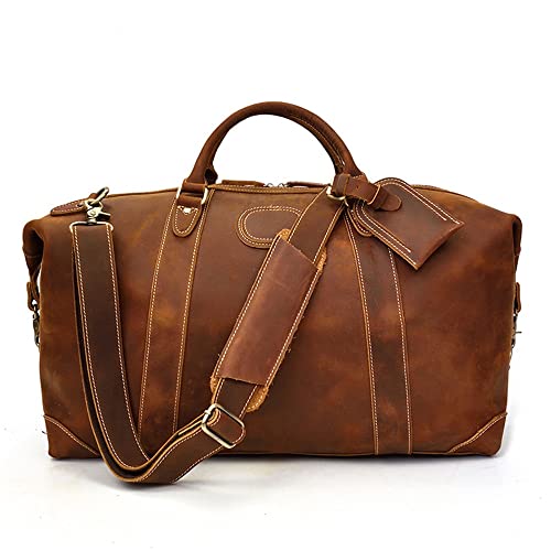 NMBBN Handmade Retro Business Large-Capacity Handbag Business Travel Bag Luggage Bag Men (Color : A, Size : 50 * 30 * 24cm)