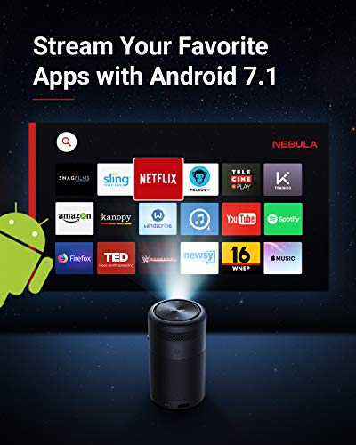 Anker Nebula Capsule, Smart Wi-Fi Mini Projector, Black, 100 ANSI Lumen Portable Projector, 360° Speaker, Movie Projector, 100 Inch Picture, 4-Hour Video Playtime, Neat Projector, Home Entertainment