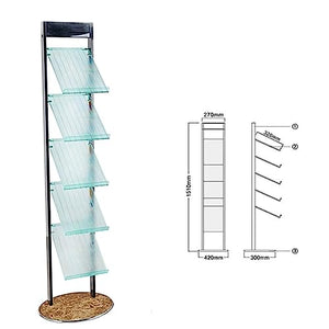 SAAKO Metal Bookshelf 5 Tiers - Standing Bookcase & Magazine Display Rack