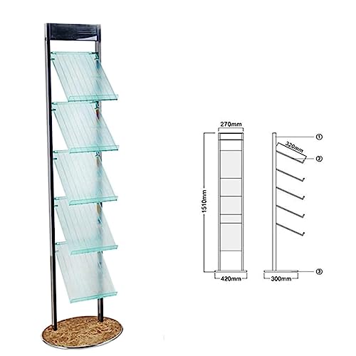 SAAKO Metal Bookshelf 5 Tiers - Standing Bookcase & Magazine Display Rack