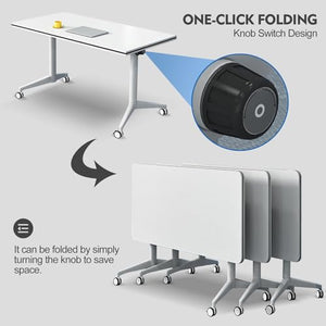 JNMDLAKO Folding Conference Table 6FT Mobile Meeting Table with Silent Wheels