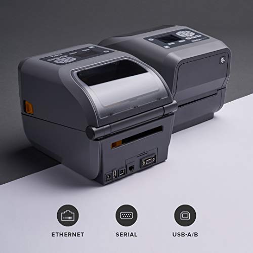 Zebra ZD620t Thermal Transfer Desktop Printer with LCD Screen 300 dpi Print Width 4 in Ethernet Serial USB ZD62143-T01F00EZ
