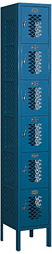 Salsbury Industries 76162BL-U Six Tier Box Style 12-Inch Wide 6-Feet High 12-Inch Deep Unassembled Vented Metal Locker, Blue