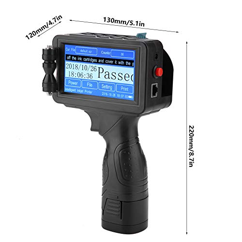Handheld Inkjet Printer M6 US Plug 110-240V Inkjet Printer Ink Date Coder Coding Machine LED Screen Display for Trademark Logo Graphic Date Coder Machine, Ink Coder Machine