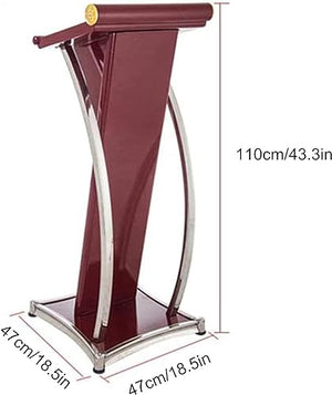 SMuCkS Wood Podium Lectern Floor Standing Metal Stand, Conference Restaurant Pulpit - 47x47x110cm