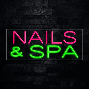 LED Flex Neon Nails & Spa Sign for Business Displays | Electronic Light Up Sign for Retail Businesses | 32"W x 13"H x 1"D