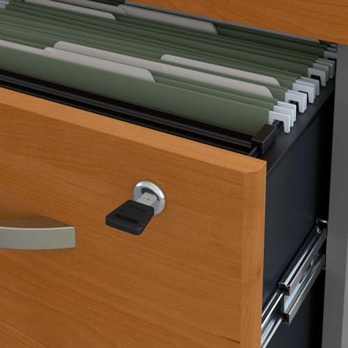 Bush Business Furniture Series C U Shaped Desk with Hutch and Storage, 72W, Natural Cherry