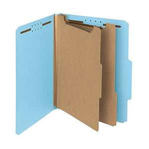 Smead 100% Recycled Pressboard Classification File Folder, 2 Dividers, 2" Expansion, Letter Size, Blue, (14021) (4 X Pack of 10)