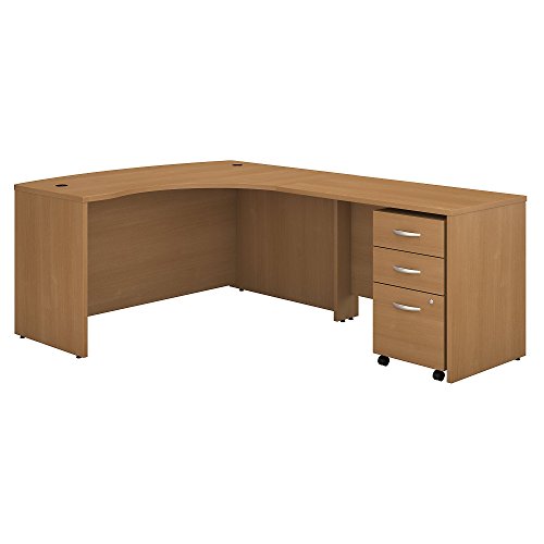 Bush Business Furniture Series C Right Handed L Shaped Desk with Mobile File Cabinet in Light Oak