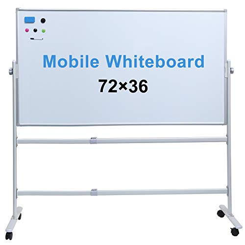 Whiteboard with Stand 72" x 36"Large Mobile Whiteboard Rolling Magnetic Dry Erase Board Office Classroom White Board on Wheels (72“×36“)