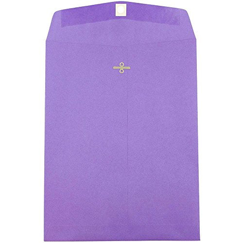 JAM PAPER 10 x 13 Open End Catalog Colored Envelopes with Clasp Closure - Violet Purple Recycled - Bulk 500/Box