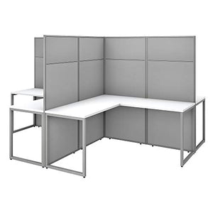 Bush Business Furniture Easy Office 4 Person L Shaped Cubicle Desk Workstation, 60W x 66H, Pure White