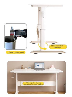 None Portable Standing Desk with Ergonomic Handle Lift, Height Adjustable 24.8-33", Additional Crossbeams, Modern Computer Workstations (Style 2, L140cm x W70 x H63-84cm)