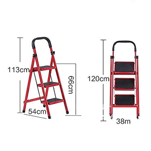 LUCEAE 4-Step Folding Non-Slip Alumiladder with Handle - Portable Step Stool