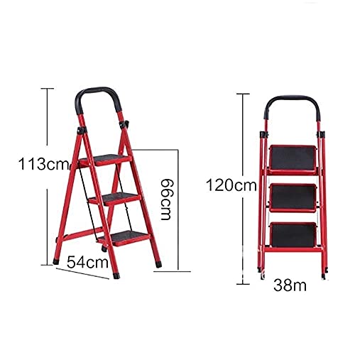 LUCEAE 4-Step Folding Non-Slip Alumiladder with Handle - Portable Step Stool