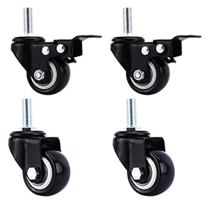 IkiCk Heavy Duty 2 Inch Furniture Casters with Threaded Stem - Polyurethane Wheels - Replacement Castors for Carts, Workbench, Trolley - 25mm High Stem (Color: Brown)