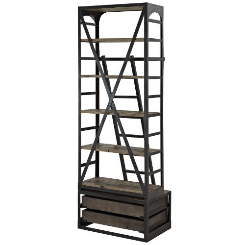 Modway EEI-1211-BRN-SET Velocity Wood Bookshelf, Brown