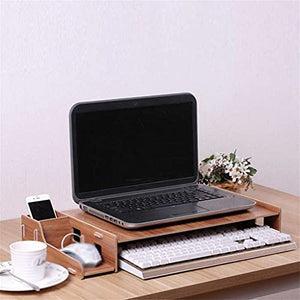 YFSDX Wooden Computer Monitor Stand Riser Desktop Storage Shelf Laptop Stand Organizer Monitor Holder for Home Office Supplies