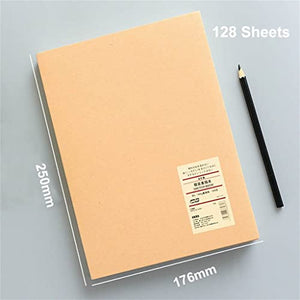 DYCSY 128 Sheets Kraft Paper Notebook Office School Supplies Drawing Sketch Notebooks Blank Inner Page Notepads (Color : A, Size : 25 * 17.6cm)