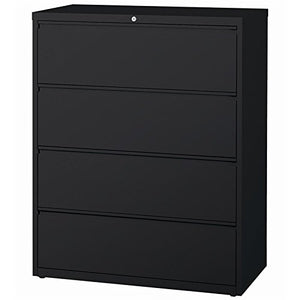 Hirsh HL8000 Series 42" 4 Drawer Lateral File Cabinet in Black