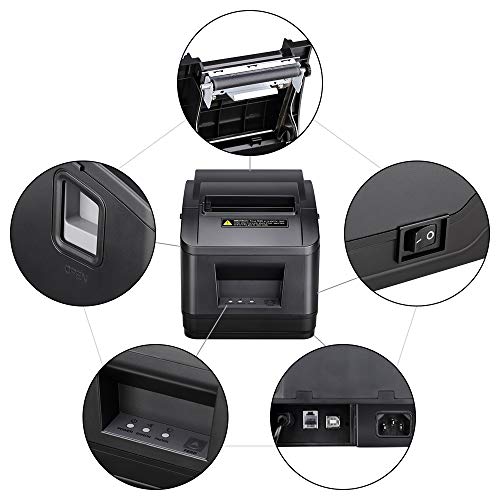 MUNBYN POS Printer, 80mm USB Receipt Printer, POS Receipt Printer with Auto Cutter ESC/POS Command Support Windows（Only USB Interface）