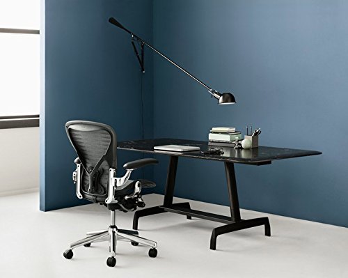 Herman Miller Aeron Chair - Highly Adjustable - Graphite Frame - Lumbar Pad - True Black (Large)