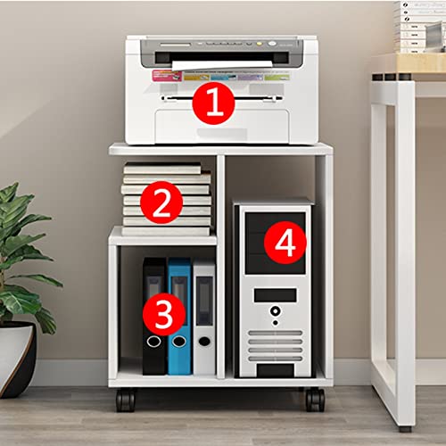 LOVULIFE Computer Tower Stand Printer Table with Storage Rack and Caster Wheels