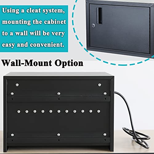 Best Companions Portable Charging Cart with 12-Device Capacity, Suitable for Chromebooks and iPads, Front Access Locking Charge Cabinet with Cable Clips,Black