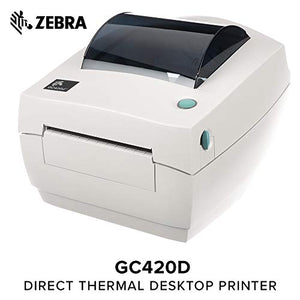 ZEBRA- GC420d Direct Thermal Desktop Printer for Labels, Receipts, Barcodes, Tags, and Wrist Bands - Print Width of 4 in - USB, Serial, and Parallel Port Connectivity