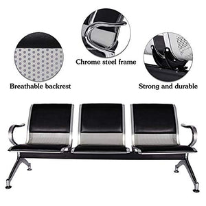 Kinfant Waiting Room Chair Bench - Guest Reception Chairs (2+3-seat, Black-Mesh+PU)