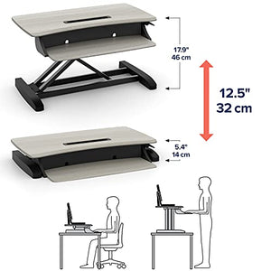 Ergotron WorkFit-Z Mini Small Standing Desk Converter - 31 Inch Width, Grey Woodgrain