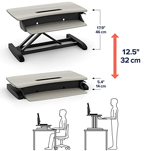Ergotron WorkFit-Z Mini Small Standing Desk Converter - 31 Inch Width, Grey Woodgrain