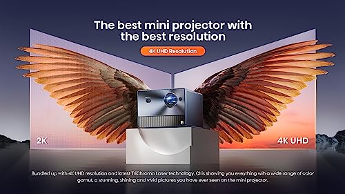 Hisense C1 4K UHD RGB Laser Portable Mini Projector, 300" Netflix Dolby Vision HDR10