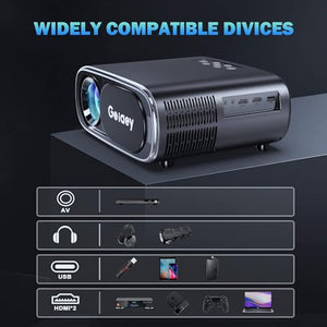 Goiaey WiFi Bluetooth Projector, 1080P Full HD 4K Supported, Portable Outdoor Movie, Auto Focus, Keystone & Zoom, Smart for Phone/PC/TV Stick