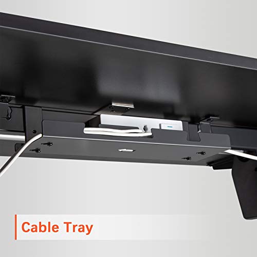 PUTORSEN Electric Height Adjustable Standing Desk, 48 x 24 Inches Sit Stand Home Office Table with Splice Board, Black Frame/Black Top Stand Up Computer Desk with Memory Preset Controller