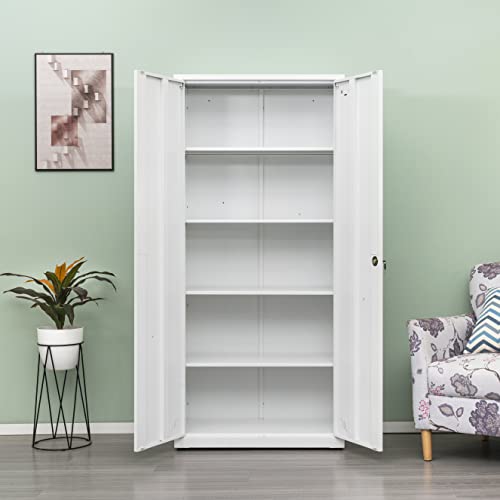 Generic High Storage Cabinet with 2 Doors and 4 Partitions - 5 Storage Spaces, Home/Office Design
