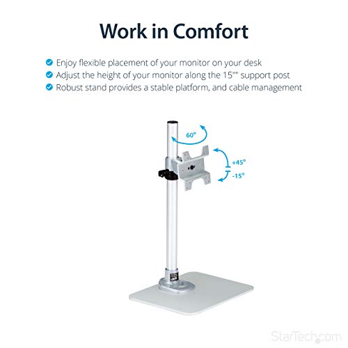 StarTech.com Single Monitor Stand - Adjustable - Supports Monitors 12'' to 34'' - Premium - Single Screen VESA Monitor Mount Stand - Silver (ARMPIVSTND)