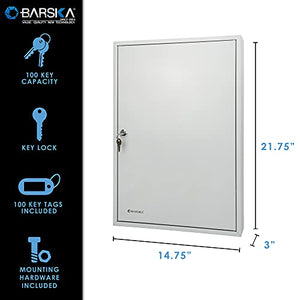 BARSKA CB12956 Key Lock 100 Position Adjustable Key Cabinet Lock Box Grey
