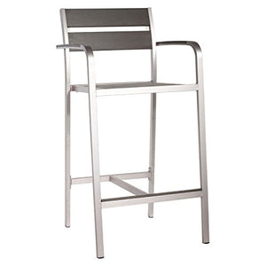 Zuo Megapolis Bar Arm Chair (Set of 2), Brushed Aluminum