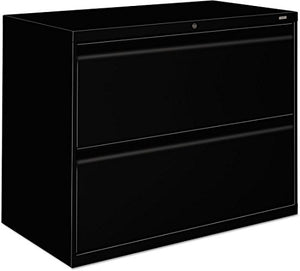 HON Brigade 800 Series Two-Drawer Lateral File Cabinet - Black, 36W X 19.25D X 28.38H Inches