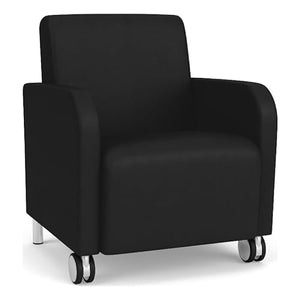 Lesro Siena 17.5" Polyurethane Lounge Reception Guest Chair in Black/Silver