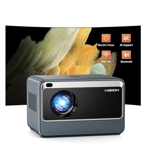HISION Mini Portable WiFi Bluetooth Projector: 1080P Full HD 4K Support, 13000 Lumen, Wireless Indoor Outdoor Home Theater Movie Video LED, Electric Focus, Compatible with Phone TV Stick PC USB HDMI