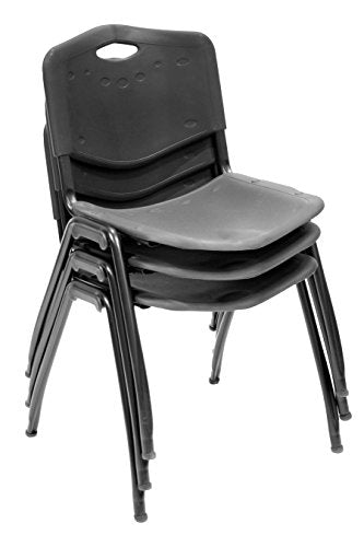 Regency Kobe 48-Inch Round Breakroom Table, Mahogany, and 4 M Stack Chairs, Black