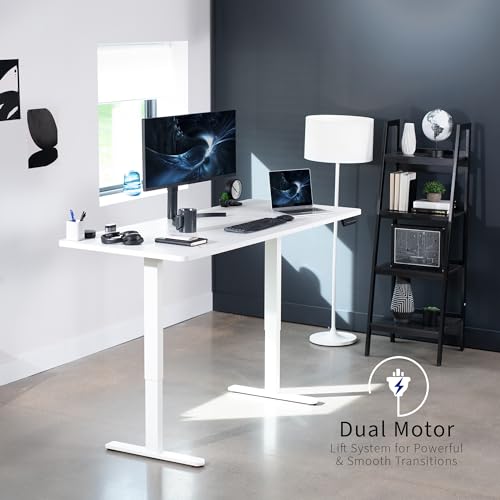 VIVO Electric Height Adjustable Stand Up Desk, White, 71 x 30 inch, Dual Motor Frame, Preset Controller - E2B Series