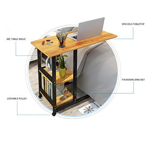 BinOxy Movable Computer Desk with 2-Tier Storage Shelves and Lockable Pulleys - Color: D